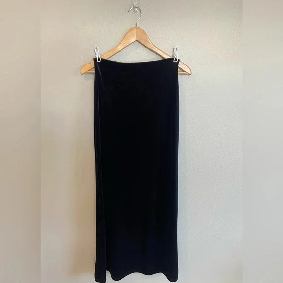 JESSICA MCCLINTOCK VINTAGE Y2K Millennium 2000 Black Velvet Maxi Skirt S… - Picture 1 of 8